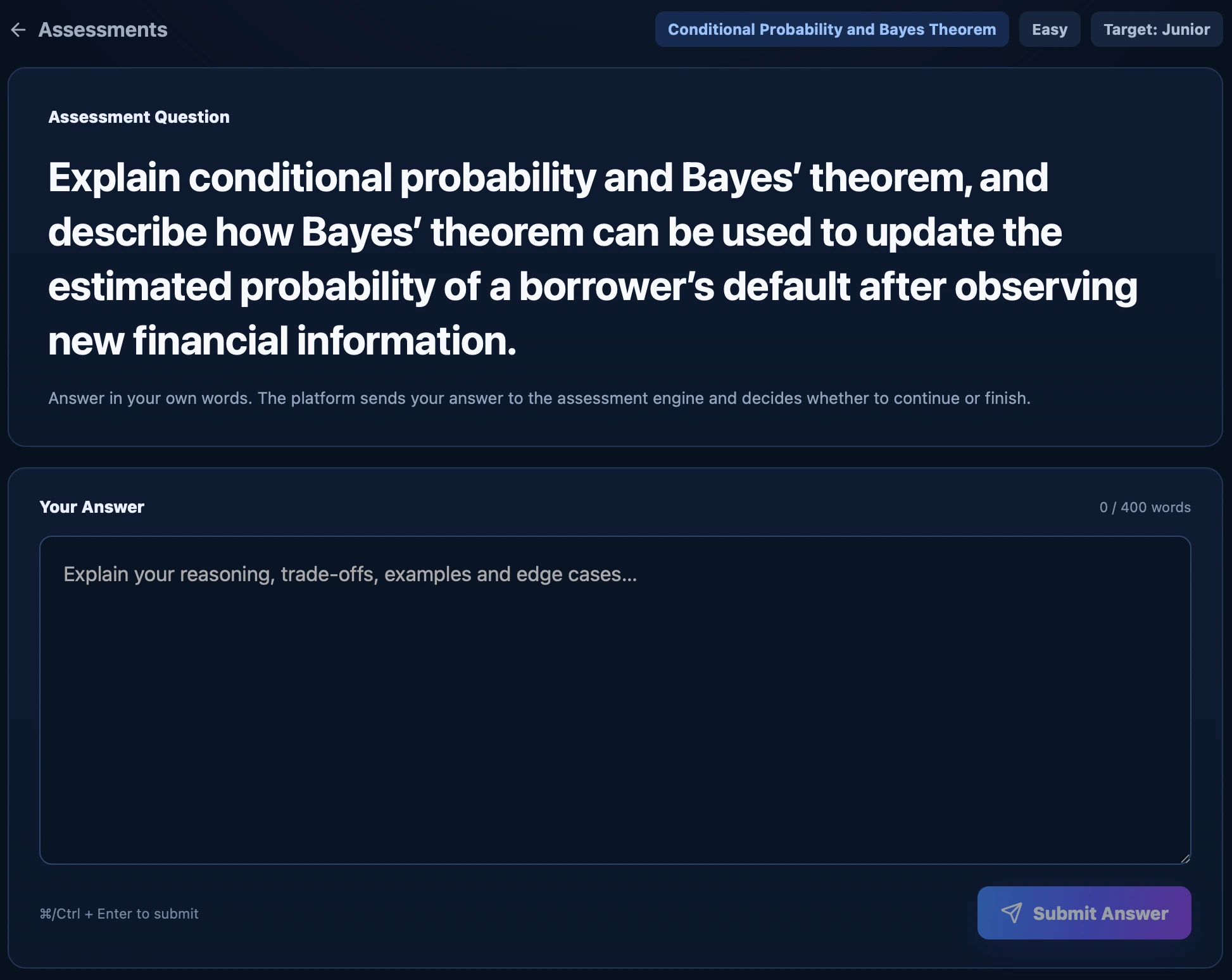 Algonique quantitative finance skill assessment showing an in-depth derivatives pricing question